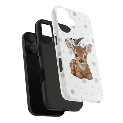Cute Fawn with a Nuthatch Animal iPhone Case - Dual-Layer PC/TPU Protective Cover for iPhone
