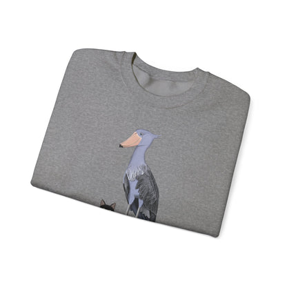 Black Cat with Shoebill Bird Cat Lover Sweatshirt