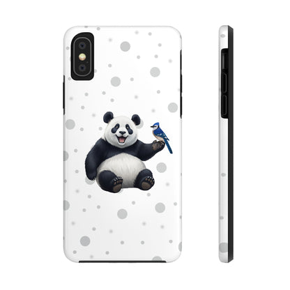 Cute Panda Bear with a Blue Jay Animal iPhone Case - Dual-Layer PC/TPU Protective Cover for iPhone