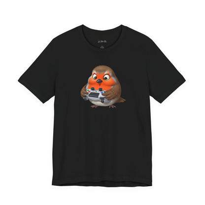 Robin Playing Video Games Funny Gamer and Bird Lover T-Shirt