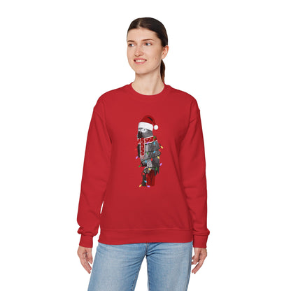 Grey Parrot with Fairy Lights Santa Claus Christmas Bird Sweatshirt