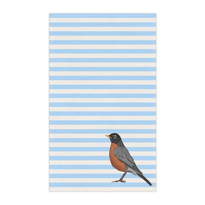 Robin Bird Art Kitchen Towel Blue White 18" × 30"