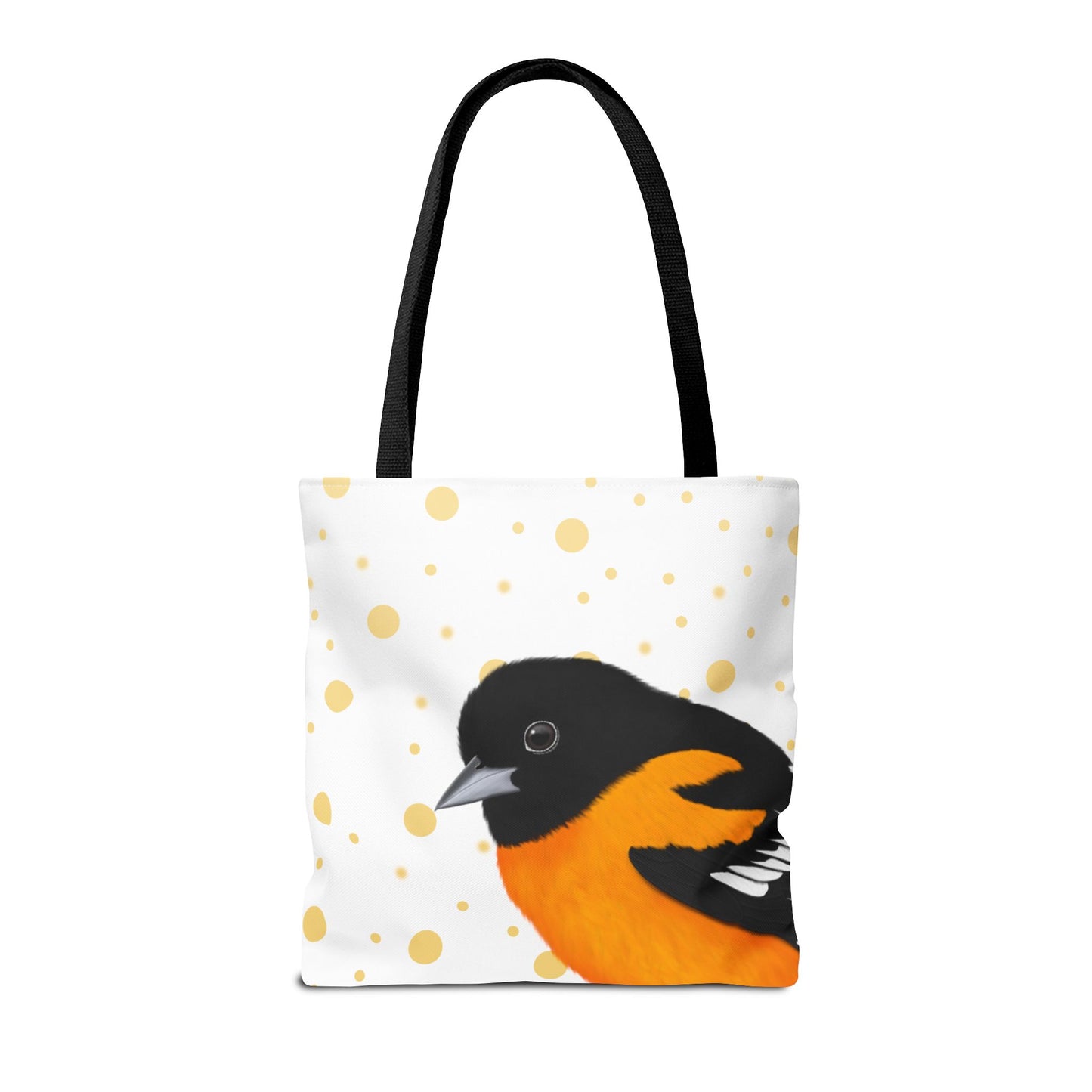 Baltimore Oriole Golden Dots Bird Tote Bag 16"x16" White