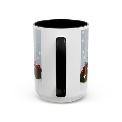 European Robin with Christmas Hat and Scarf Snow Bird Coffee Mug