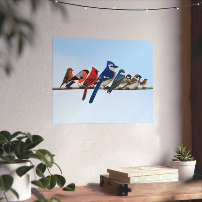 Backyard Birds Blue Jay Cardinal Bullfinch Robin Matte Bird Poster