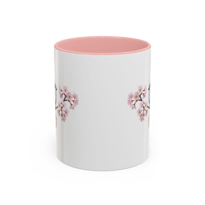 Long Tailed Titmouse Cherry Blossom Mug | Pink Ceramic Coffee Cup for Bird Lovers in