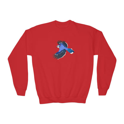 Blue Jay Bird Birding & Birdwatching Youth Crewneck Sweatshirt