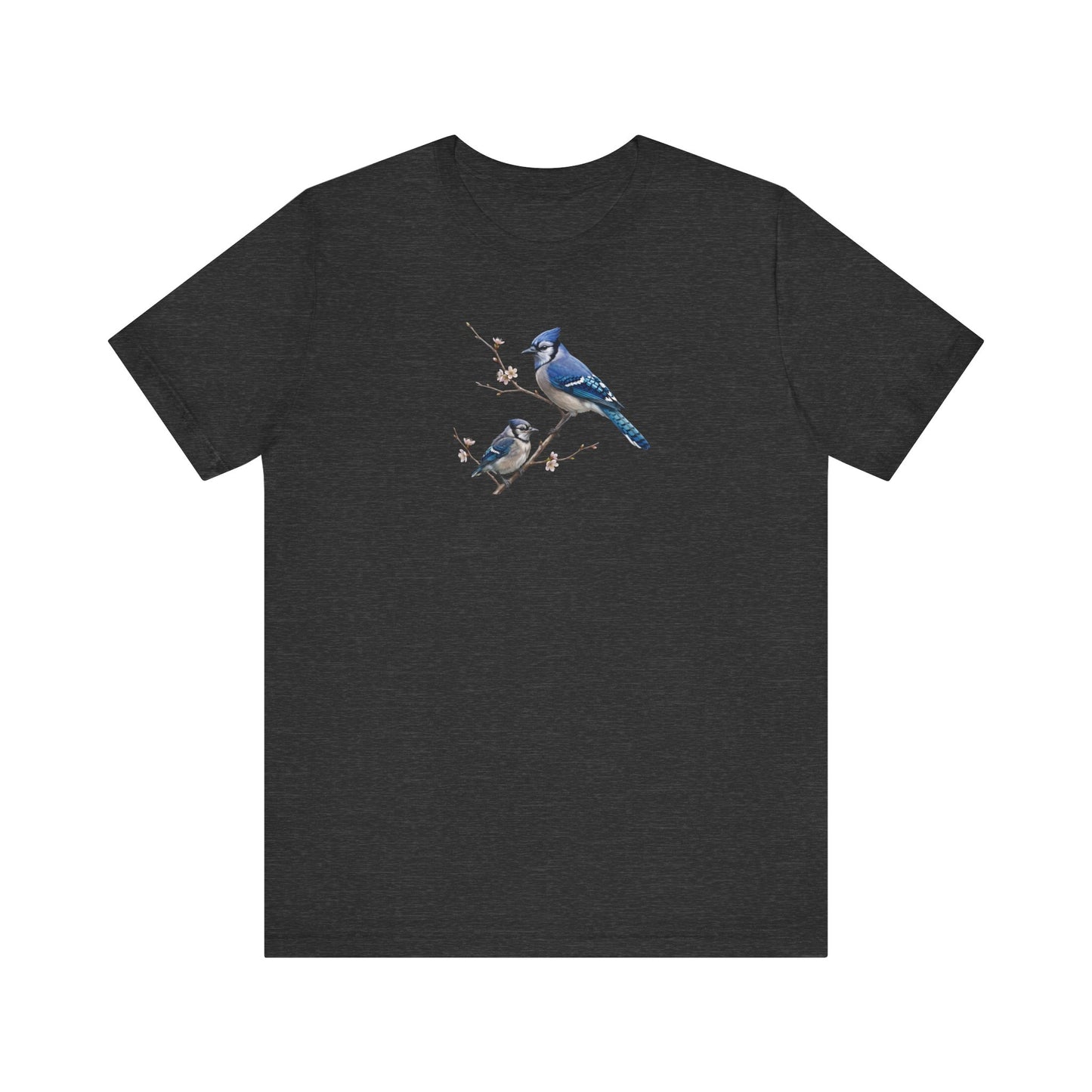 Blue Jay & Fledgling T-Shirt | Spring Blossoms Unisex Graphic Tee