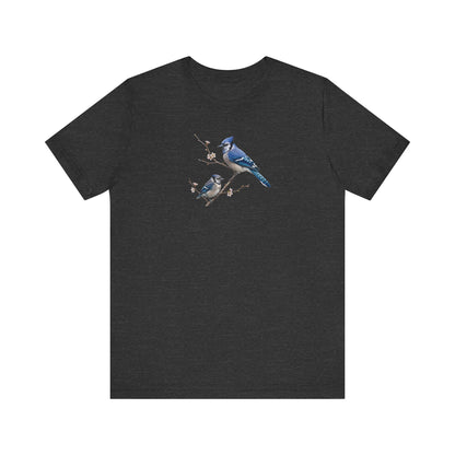 Blue Jay & Fledgling T-Shirt | Spring Blossoms Unisex Graphic Tee