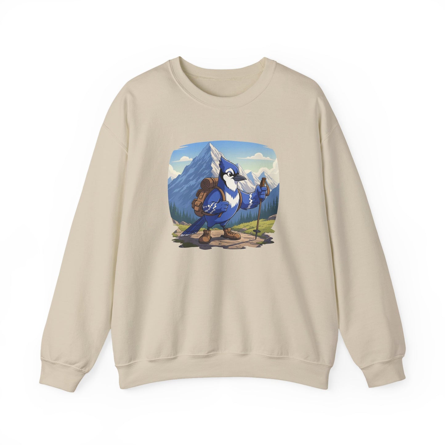 Blue Jay Hiking Sweatshirt Funny Blue Jay on a Hike Bird Watchers & Bird Lovers