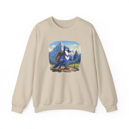 Blue Jay Hiking Sweatshirt Funny Blue Jay on a Hike Bird Watchers & Bird Lovers