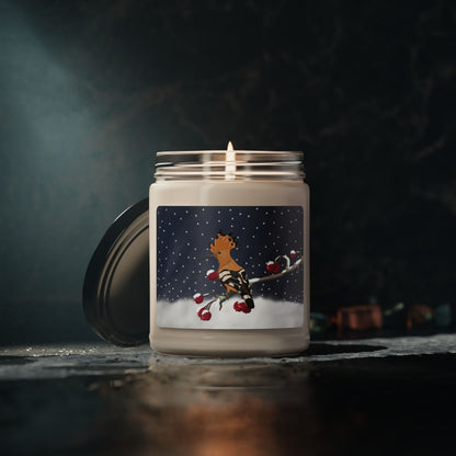 Hoopoe on a Winter Branch Christmas Bird Art Scented Soy Candle, 9oz