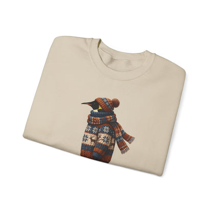 ペンギンの冬用スウェットシャツ | バードウォッチャークルーネック | 鳥好きの方へのユニセックスの鳴鳥ニットギフト