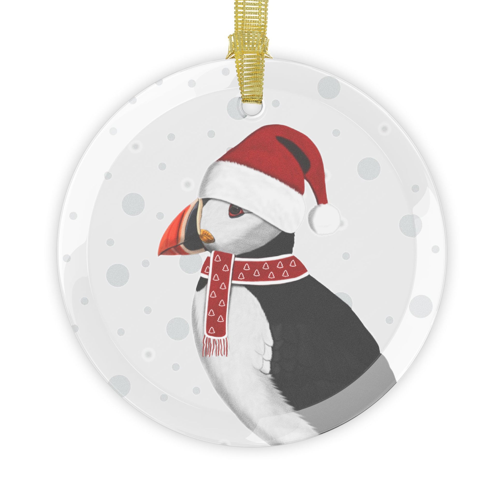 Shoebill as Santa Claus Christmas Glass Ornament