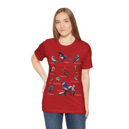 Garden Birds Blue Jay Cardinal Robin Chickadee Birding & Birdwatching Bird T-Shirt