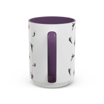Nuthatch All-Over Pattern Accent Mug | Colorful Bird Lover Gift for Birdwatchers
