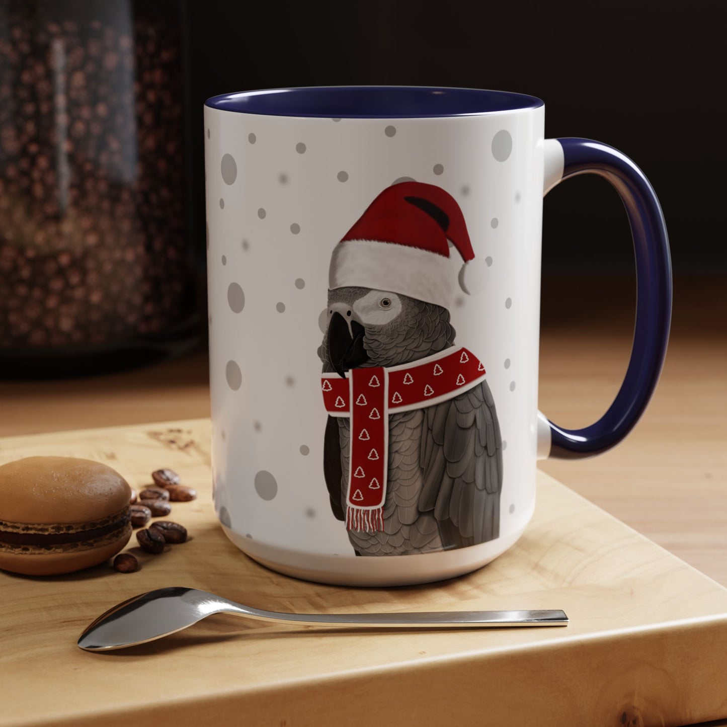 Grey Parrot Christmas Bird Coffee Mug