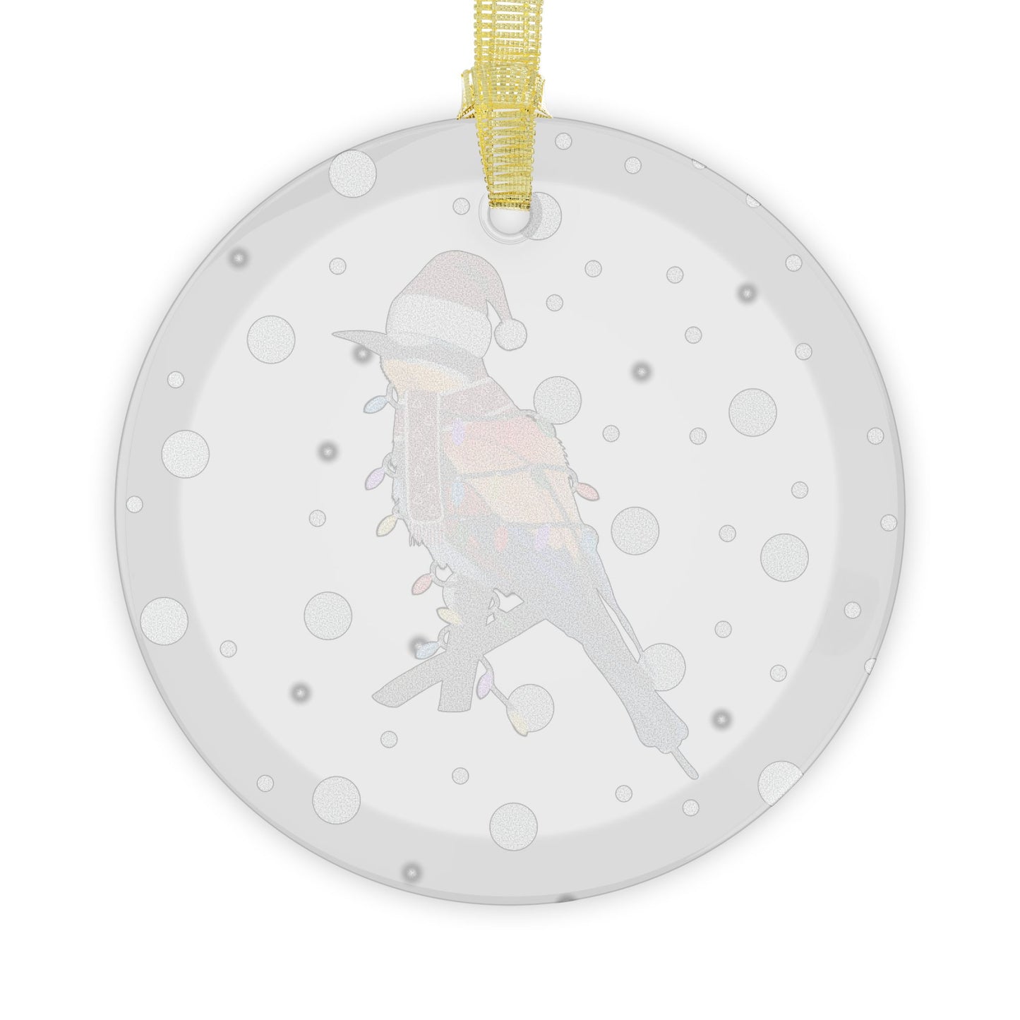 Bee-Eater as Santa Claus with Fairy Lights Christmas Glass Ornament