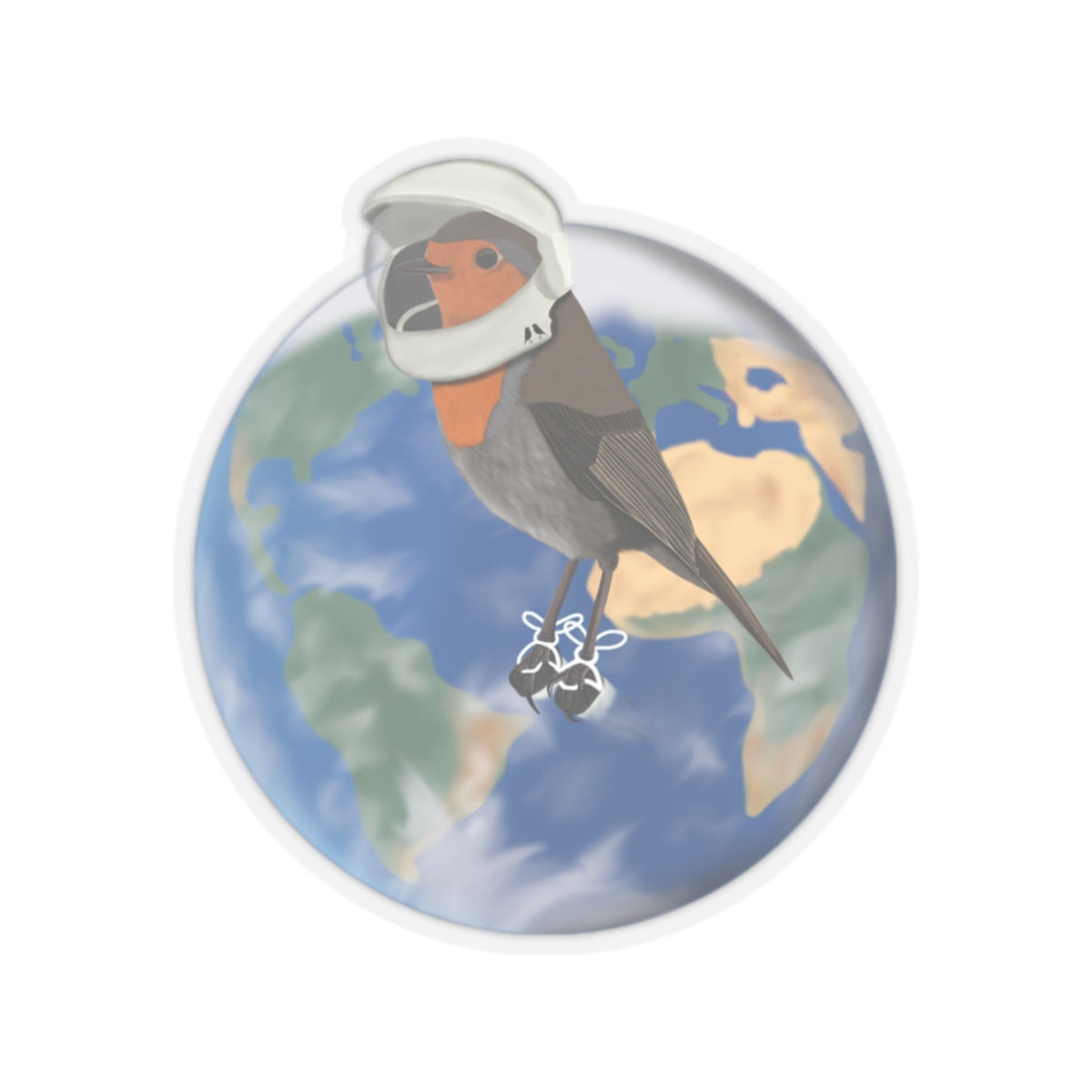 Robin Bird in Space as an Astronaut Kiss-Cut Sticker