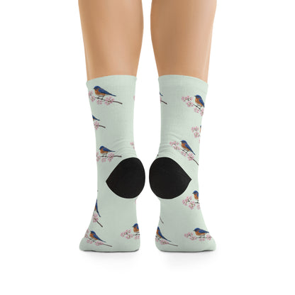 Bluebird Socks – & Cherry Blossom Sage Green | Birdwatching Apparel