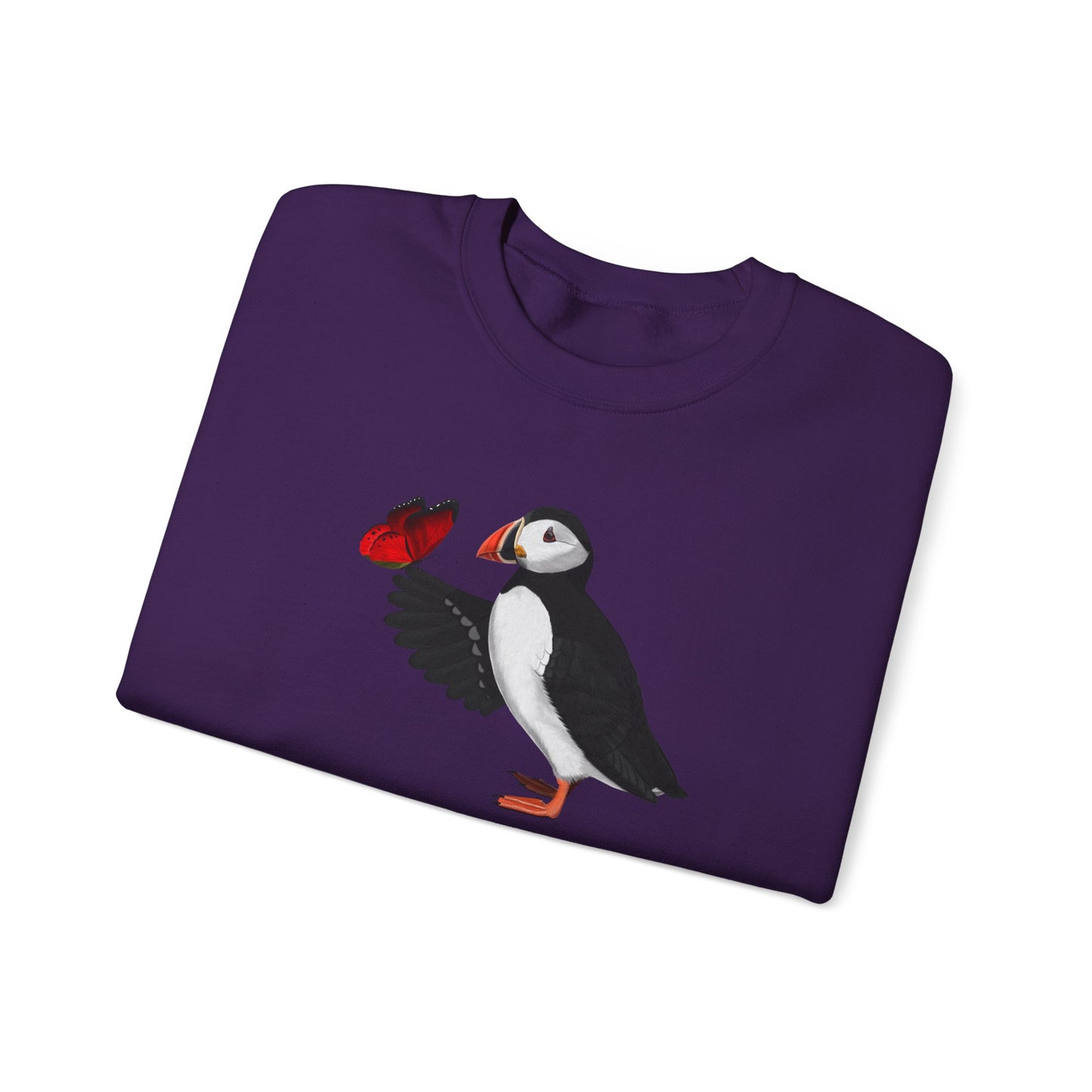 Puffin with Butterfly Bird Birding & Birdwatching Sweatshirt