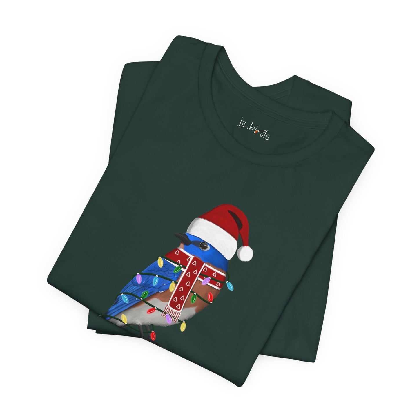 Bluebird with Fairy Lights Christmas Bird T-Shirt