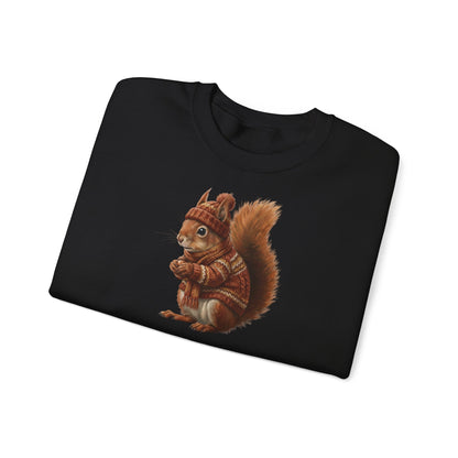Eichhörnchen in Strick Weihnachts-Sweatshirt | Unisex Tiermotiv Sweater für Tierfreunde & Tierbeobachter