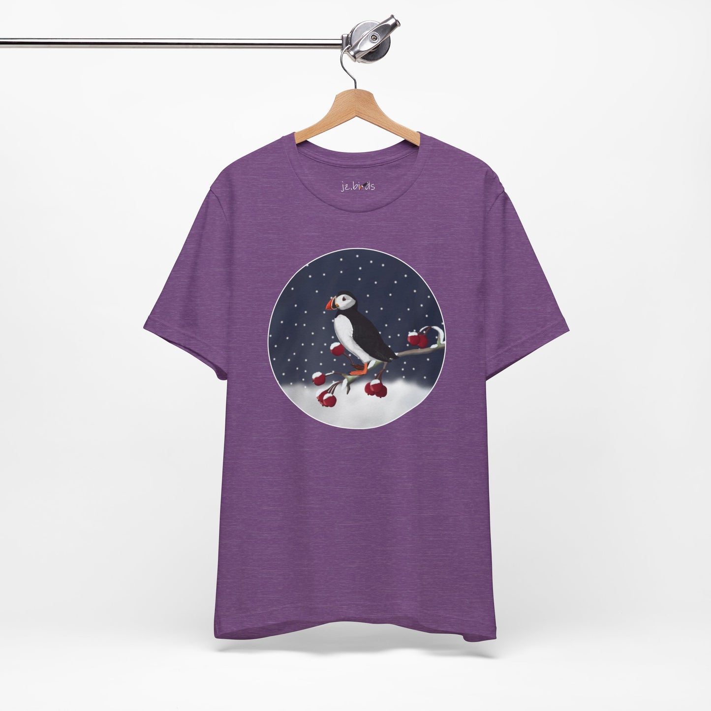 Puffin on a Winter Branch Birdwatcher Christmas Bird T-Shirt