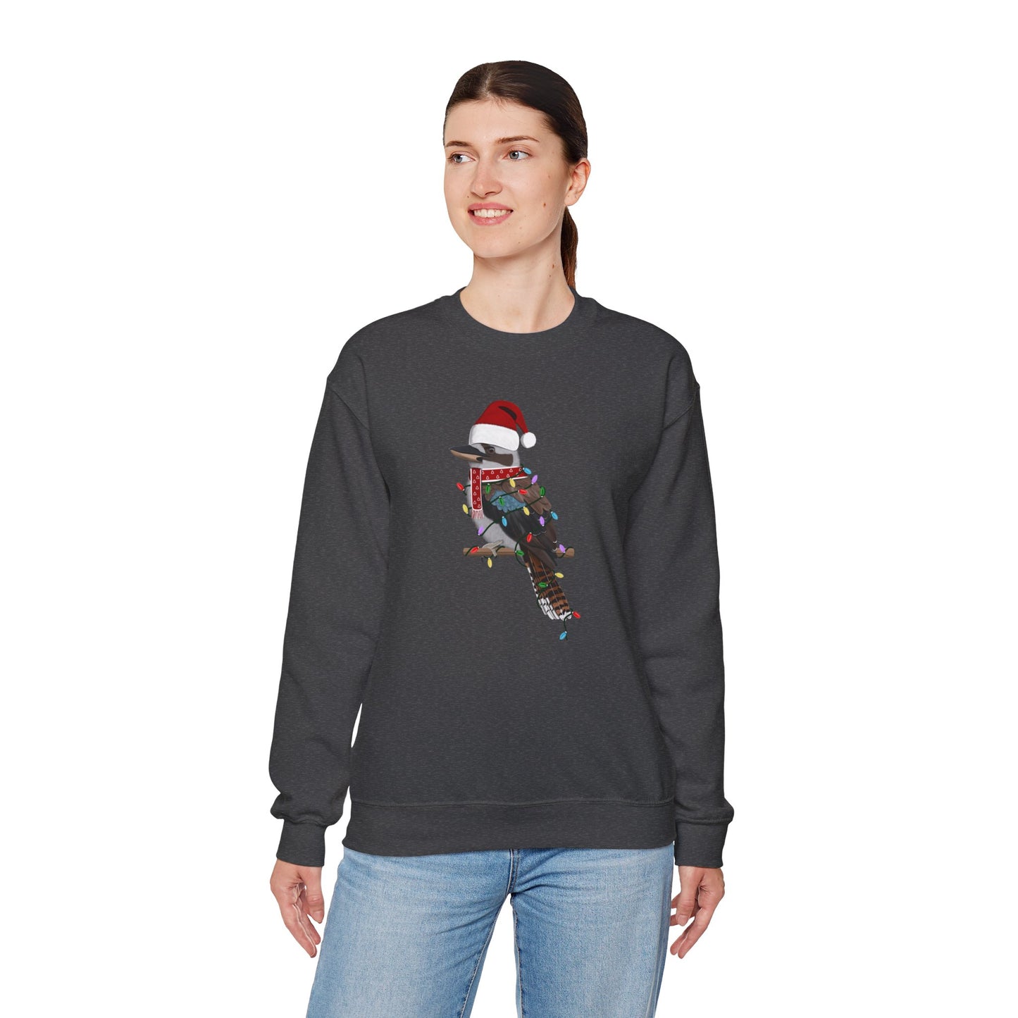 Kookaburra with Fairy Lights Santa Claus Christmas Bird Sweatshirt