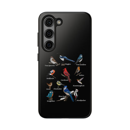 Garden Birds Blue Jay Cardinal Bullfinch Bird Art Tough Phone Case Black