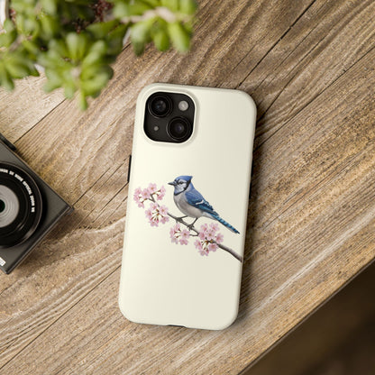 Blue Jay & Cherry Blossom Tough iPhone Case Creamy White