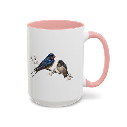 Barn Swallow & Fledgling Two-Tone Mug | Spring Bird Lover Gift