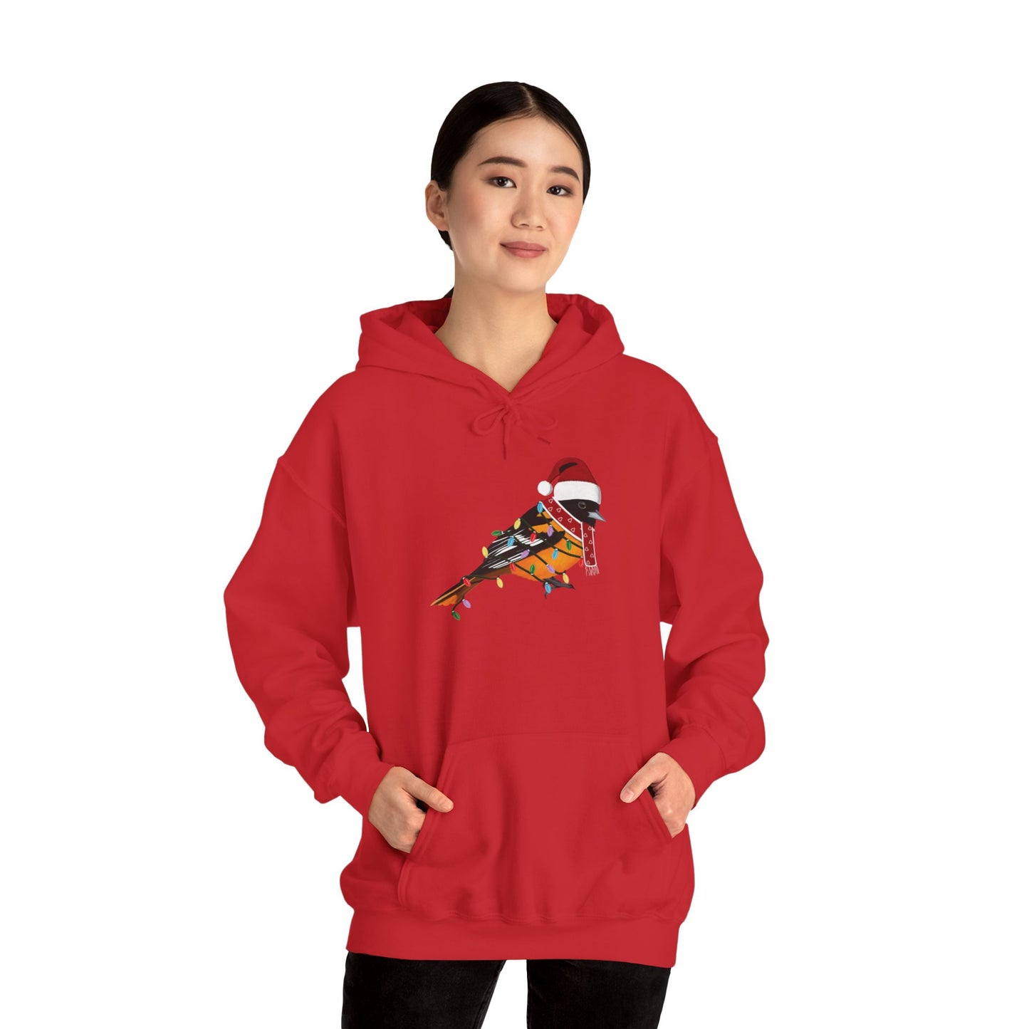 Baltimore Oriole with Fairy Lights Christmas Bird Hoodie