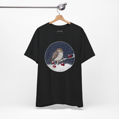 Owl on a Winter Branch Birdwatcher Christmas Bird T-Shirt