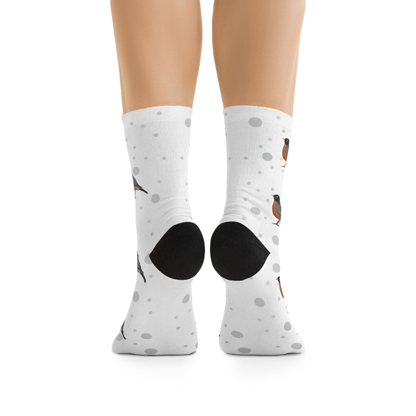 American Robin Socks White Bird Socks for Bird Lovers One Size