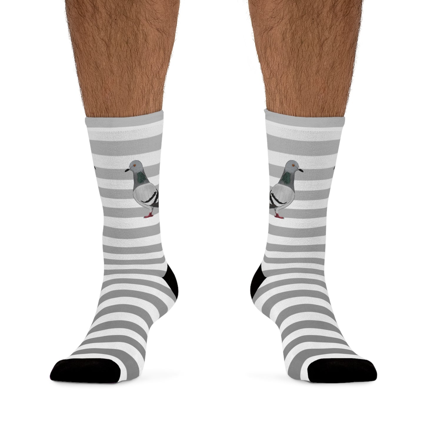 Pigeon Stripes Grey White Birding & Birdwatching Bird Socks