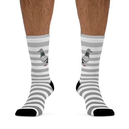 Pigeon Stripes Grey White Birding & Birdwatching Bird Socks