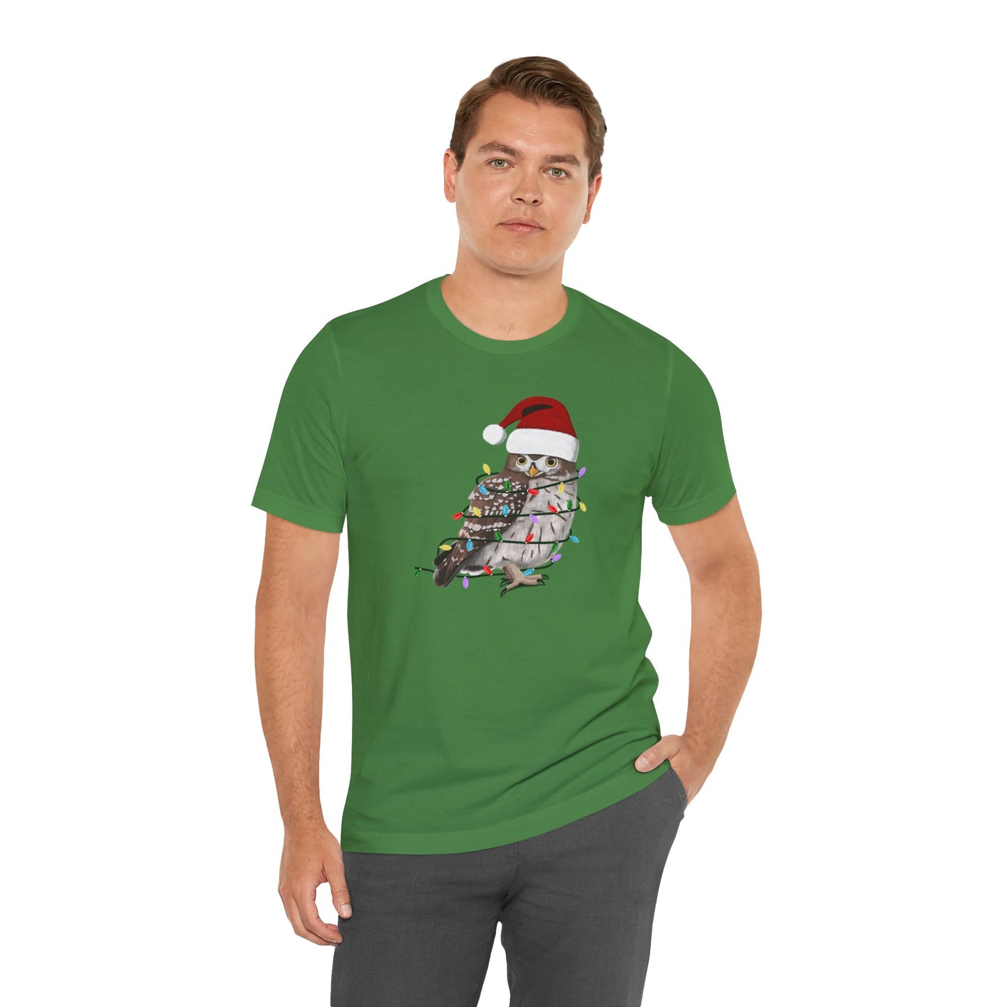 Owl with Fairy Lights Christmas Bird T-Shirt