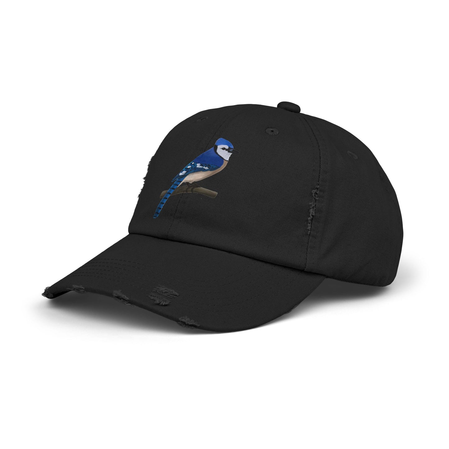 Blue Jay Bird Art Distressed Cap