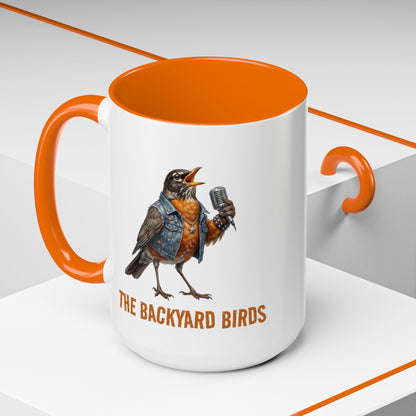 Rowdy Robin Coffee Mug – Funny American Robin Bird Gift – Lead Singer & Vocalist Cup – Music Lover & Birdwatcher Present