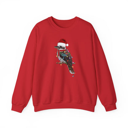 Kookaburra with Fairy Lights Santa Claus Christmas Bird Sweatshirt