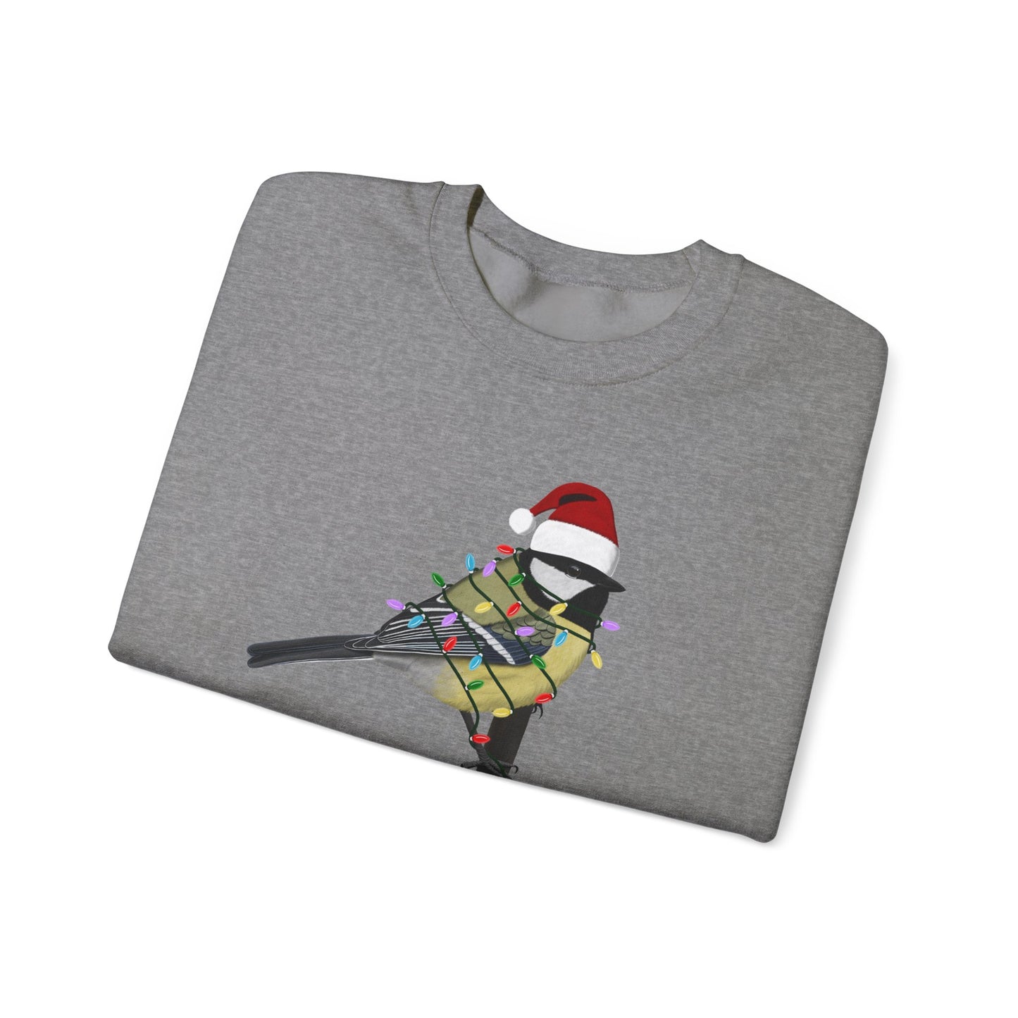 Chickadee with Fairy Lights Santa Claus Christmas Bird Sweatshirt