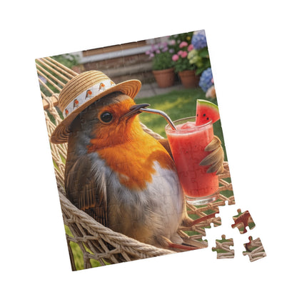 Robin Rosi in a Hammock Jigsaw Puzzle for Bird Lovers and Cozy Aesthetic Fans
