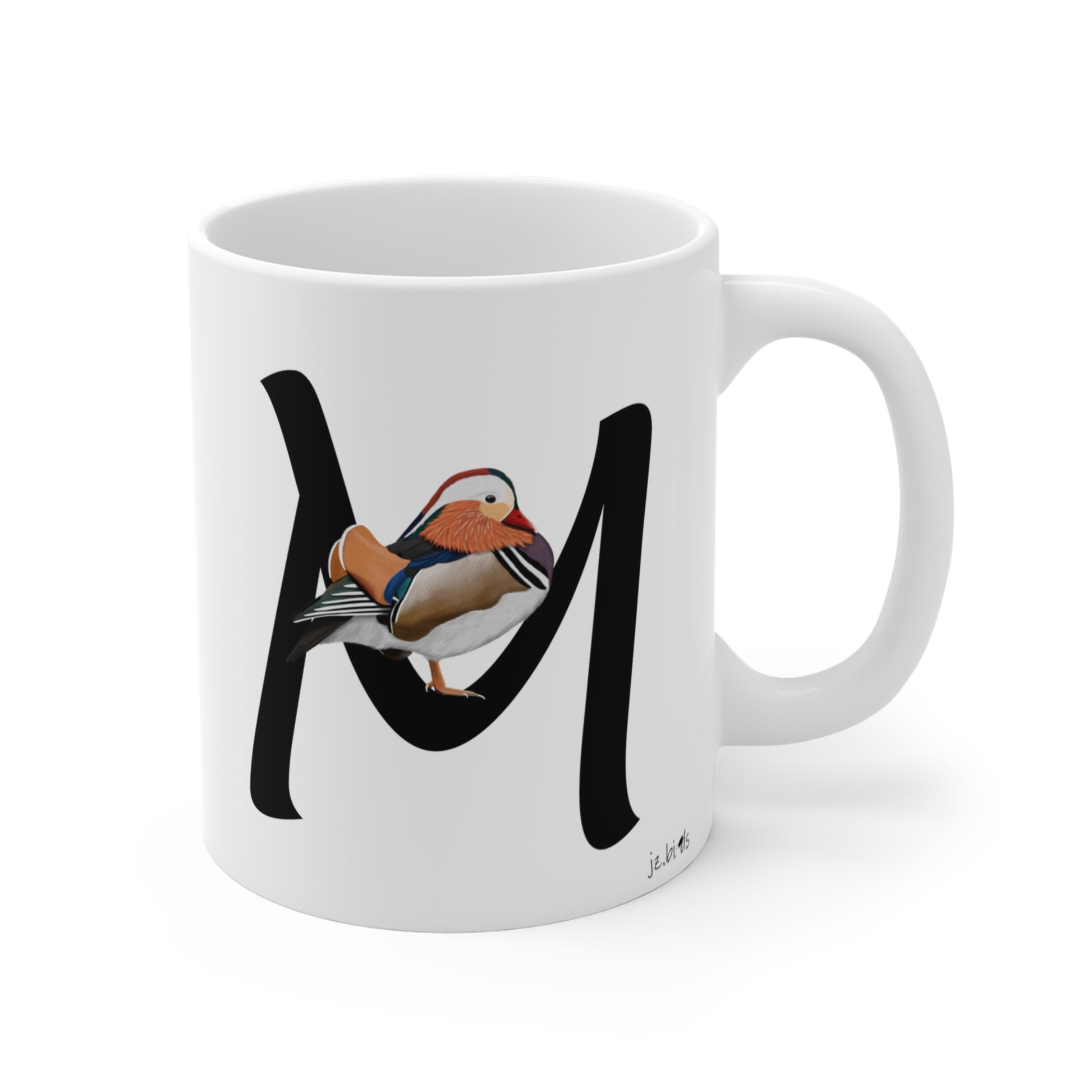 mandarin duck letter m bird mug