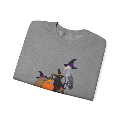 Robin Shoebill Oriole Rabbit with Cat Happy Halloween Birds Sweatshirt