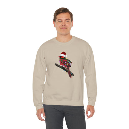 Cardinal with Fairy Lights Santa Claus Christmas Bird Sweatshirt