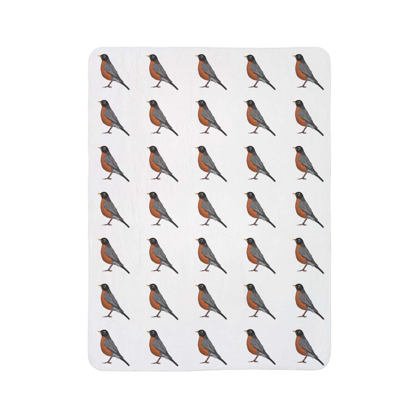 American Robin Art Fleece Sherpa Blanket (60"x80") - Thick, Ultra-Soft & Cozy Throw for Bird Lovers