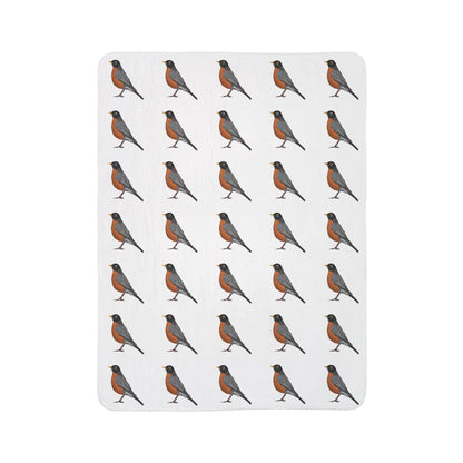 American Robin Art Fleece Sherpa Blanket (60"x80") - Thick, Ultra-Soft & Cozy Throw for Bird Lovers