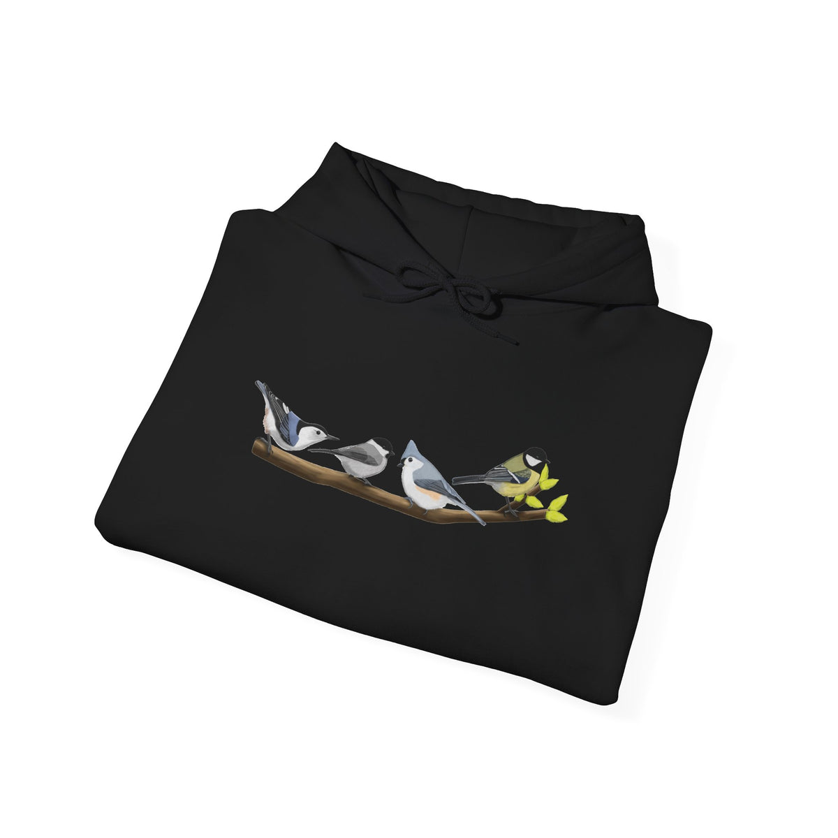 Birds on a Branch Hoodie Nuthatch Tufted Titmouse Chickadee Bird Lover & Bird Watcher