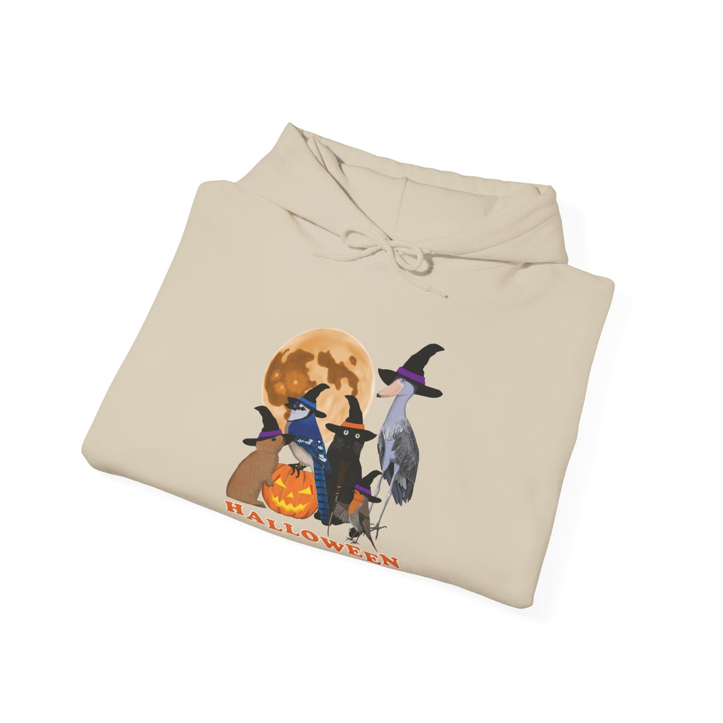 Blue Jay Robin Shoebill with Cat and Bunny Halloween Bird Hoodie